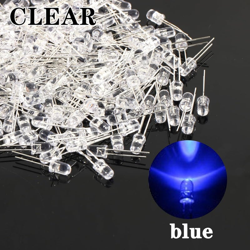 Juasky 150pcs 5mm LED Diode Lights,Clear Blue LED Light Emitting Diodes for Science Experiment DIY Projects - Image 3